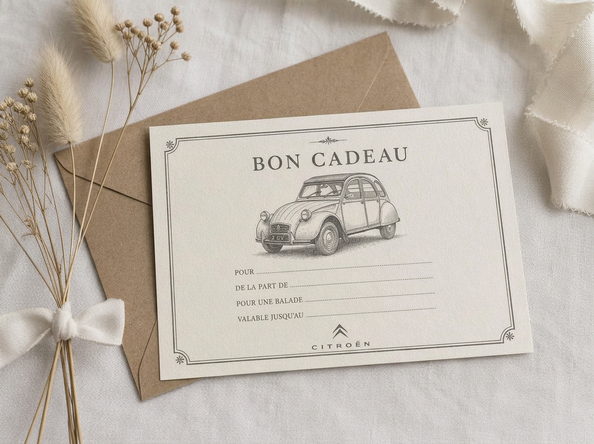 Bon cadeau vintage pour une balade en 2CV en Bretagne